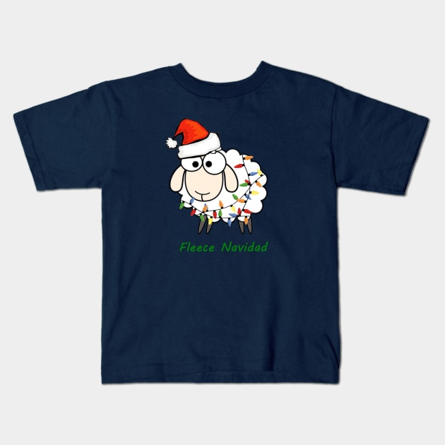 Fleece Navidad - Fun Pun Christmas/Holiday Sheep Kids T-Shirt by bethcentral